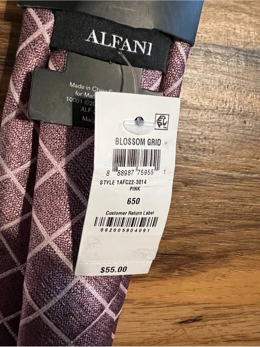 Alfani Men's Blossom Grid Slim Tie, Pink, New With Tags, $55